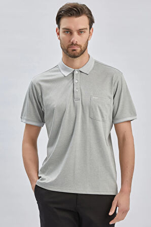 Taş Rengi Desenli Oxford Polo Yaka Cepli Pamuklu Klasik Comfort Fit Rahat Kesim Tişört 1011240171