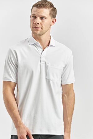 Beyaz Kısa Kol Düz Suprem Polo Yaka Classic Comfort Fit Tişört 1011240192
