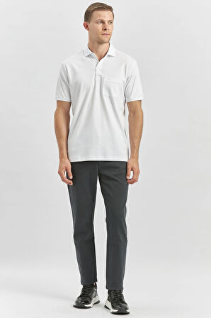 Beyaz Kısa Kol Düz Suprem Polo Yaka Classic Comfort Fit Tişört 1011240192