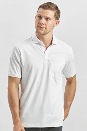 Beyaz Kısa Kol Düz Suprem Polo Yaka Classic Comfort Fit Tişört 1011240192