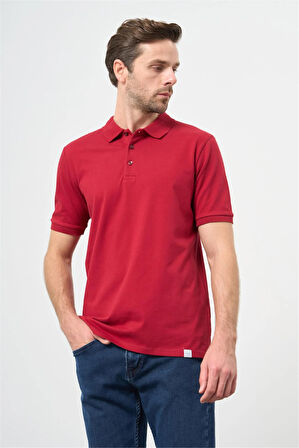 Bordo Kısa Kol Düz Pike Polo Yaka Casual Slim Fit Tişört 1011240194