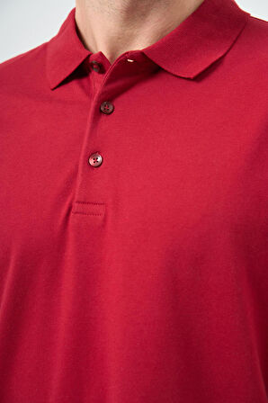 Bordo Kısa Kol Düz Pike Polo Yaka Casual Slim Fit Tişört 1011240194