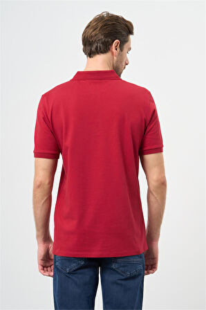 Bordo Kısa Kol Düz Pike Polo Yaka Casual Slim Fit Tişört 1011240194