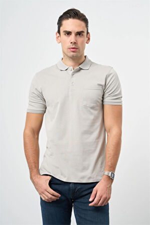 Gri Kısa Kol Düz Pike Polo Yaka Casual Comfort Fit Tişört 1011240195