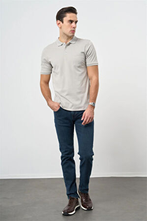 Gri Kısa Kol Düz Pike Polo Yaka Casual Comfort Fit Tişört 1011240195