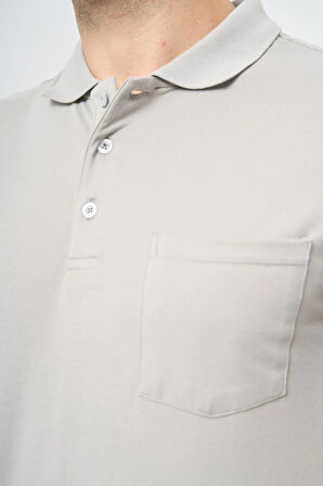 Gri Kısa Kol Düz Pike Polo Yaka Casual Comfort Fit Tişört 1011240195