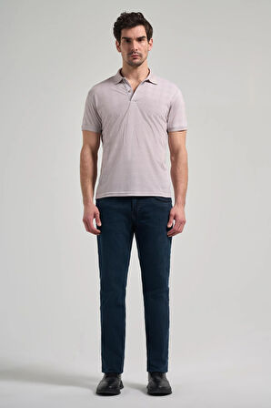 Bej Kısa Kol Baskılı Pike Polo Yaka Cepsiz esnek Casual Slim Fit Tişört 1011250150