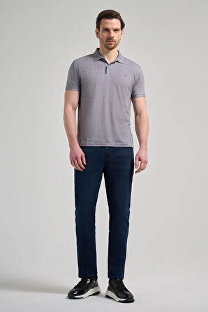 Siyah Kısa Kol Baskılı Pike Polo Yaka Cepsiz esnek Casual Slim Fit Tişört 1011250151