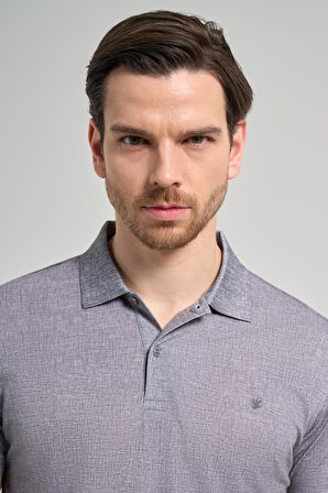 Siyah Kısa Kol Baskılı Pike Polo Yaka Cepsiz esnek Casual Slim Fit Tişört 1011250151