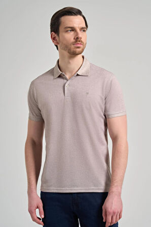 Koyu Vizon Kısa Kol Baskılı Pike Polo Yaka Cepsiz esnek Casual Slim Fit Tişört 1011250151