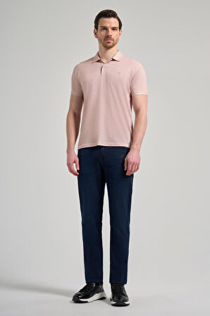 Koyu Bej Kısa Kol Baskılı Pike Polo Yaka Cepsiz esnek Casual Slim Fit Tişört 1011250151