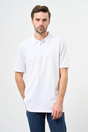 Beyaz Kısa Kol Düz Pike Polo Yaka Casual Slim Fit Tişört 1011240900