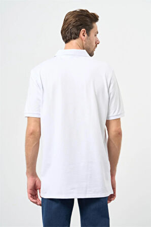 Beyaz Kısa Kol Düz Pike Polo Yaka Casual Slim Fit Tişört 1011240900