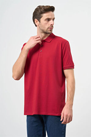 Bordo Kısa Kol Düz Pike Polo Yaka Casual Slim Fit Tişört 1011240900