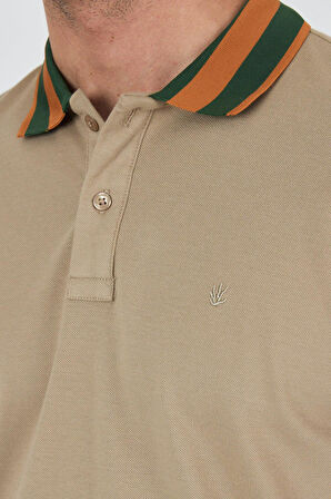 Bej Kısa Kol Düz Pike Polo Yaka Cepsiz Pamuk Casual Slim Fit Tişört 1011250103_591