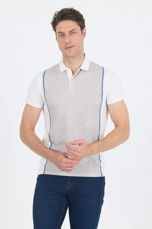 Kısa Kol Baskılı Jakarlı Polo Yaka Cepsiz Slim Fit Tişört 1011250122