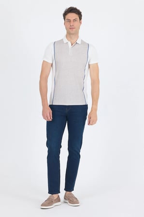 Kısa Kol Baskılı Jakarlı Polo Yaka Cepsiz Slim Fit Tişört 1011250122