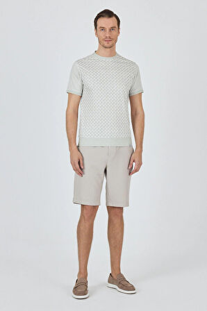 Kısa Kol Baskılı İnterlok Bisiklet Yaka Cepsiz Pamuklu Slim Fit Tişört 1011250124