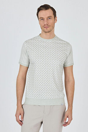 Kısa Kol Baskılı İnterlok Bisiklet Yaka Cepsiz Pamuklu Slim Fit Tişört 1011250124