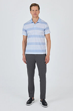 Kısa Kol Desenli Pike Polo Yaka Cepsiz Slim Fit Tişört 1011250128