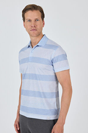 Kısa Kol Desenli Pike Polo Yaka Cepsiz Slim Fit Tişört 1011250128