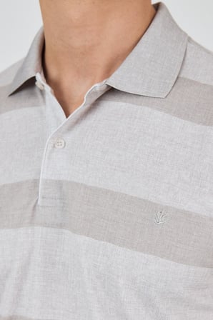 Kısa Kol Desenli Pike Polo Yaka Cepsiz Slim Fit Tişört 1011250128