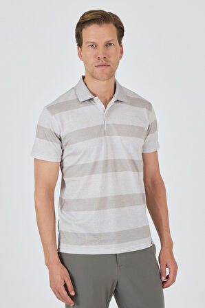 Kısa Kol Desenli Pike Polo Yaka Cepsiz Slim Fit Tişört 1011250128