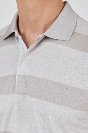 Kısa Kol Desenli Pike Polo Yaka Cepsiz Slim Fit Tişört 1011250128