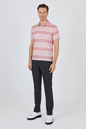 Kısa Kol Desenli Pike Polo Yaka Cepsiz Slim Fit Tişört 1011250128