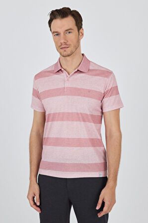 Kısa Kol Desenli Pike Polo Yaka Cepsiz Slim Fit Tişört 1011250128