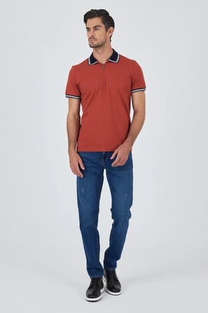 Kısa Kol Düz Pike Polo Yaka Cepsiz %100 Pamuk Slim Fit Tişört 1011250130