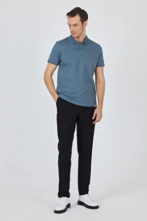 Mavi Kısa Kol Düz Pike Polo Yaka Cepsiz Pamuk Casual Slim Fit Tişört 1011250157_302