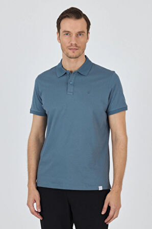 Mavi Kısa Kol Düz Pike Polo Yaka Cepsiz Pamuk Casual Slim Fit Tişört 1011250157_302