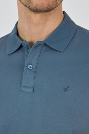 Mavi Kısa Kol Düz Pike Polo Yaka Cepsiz Pamuk Casual Slim Fit Tişört 1011250157_302