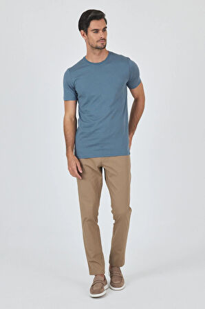 Mavi Kısa Kol Bisiklet Yaka Cepsiz Pamuk Casual Slim Fit Tişört 1011250158