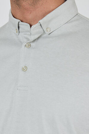 Gri Kısa Kol Düz Suprem Polo Yaka Cepsiz Pamuklu Casual Slim Fit Tişört 1011250160_601