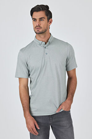 A.Yeşil Kısa Kol Düz Suprem Polo Yaka Cepsiz Pamuklu Casual Slim Fit Tişört 1011250160_607
