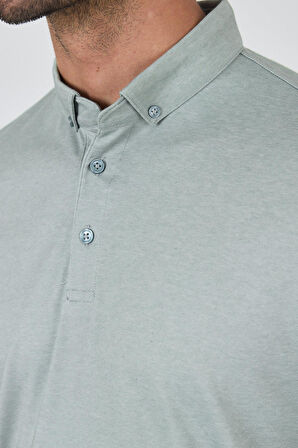 A.Yeşil Kısa Kol Düz Suprem Polo Yaka Cepsiz Pamuklu Casual Slim Fit Tişört 1011250160_607