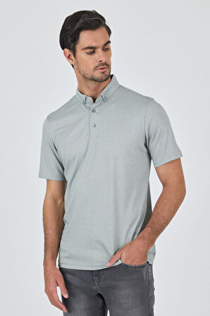 A.Yeşil Kısa Kol Düz Suprem Polo Yaka Cepsiz Pamuklu Casual Slim Fit Tişört 1011250160_607