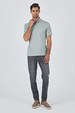 A.Yeşil Kısa Kol Düz Suprem Polo Yaka Cepsiz Pamuklu Casual Slim Fit Tişört 1011250160_607