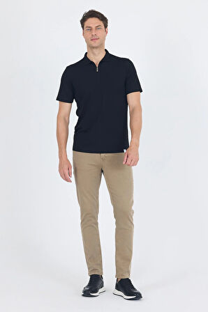 Siyah Kısa Kol Düz Suprem Polo Yaka Cepsiz Esnek Casual Slim Fit Tişört 1011250161_001