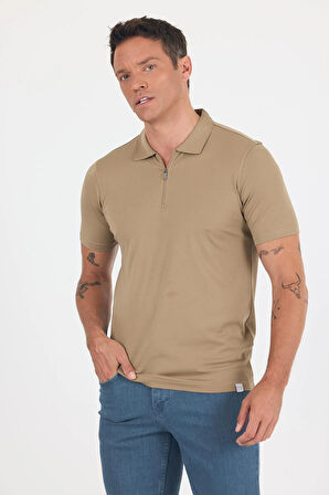 Koyu Vizon Kısa Kol Düz Suprem Polo Yaka Cepsiz Esnek Casual Slim Fit Tişört 1011250161_405