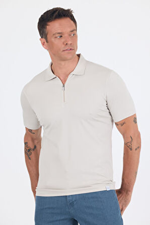 Taş Rengi Kısa Kol Düz Suprem Polo Yaka Cepsiz Esnek Casual Slim Fit Tişört 1011250161_610
