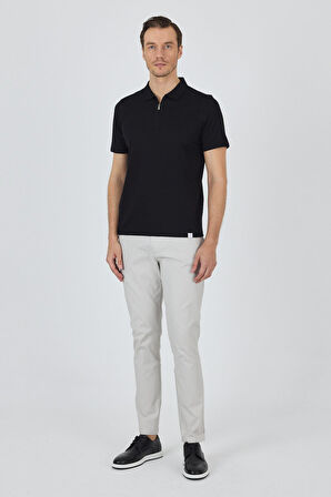 Siyah Kısa Kol Düz Suprem Polo Yaka Cepsiz Pamuklu Casual Slim Fit Tişört 1011250164_001