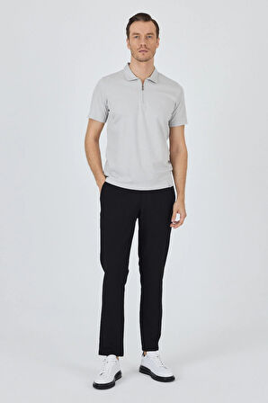 Gri Kısa Kol Düz Suprem Polo Yaka Cepsiz Pamuklu Casual Slim Fit Tişört 1011250164_100