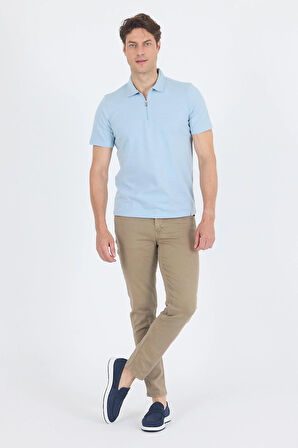 Koyu Mavi Kısa Kol Düz Suprem Polo Yaka Cepsiz Pamuklu Casual Slim Fit Tişört 1011250164_300