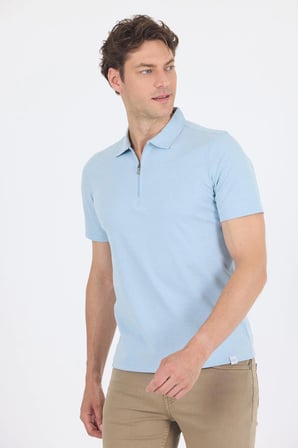 Koyu Mavi Kısa Kol Düz Suprem Polo Yaka Cepsiz Pamuklu Casual Slim Fit Tişört 1011250164_300