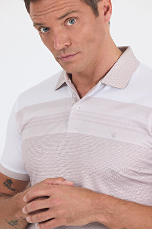 Kısa Kol Baskılı Pike Polo Yaka Cepsiz Slim Fit Tişört 1011250166