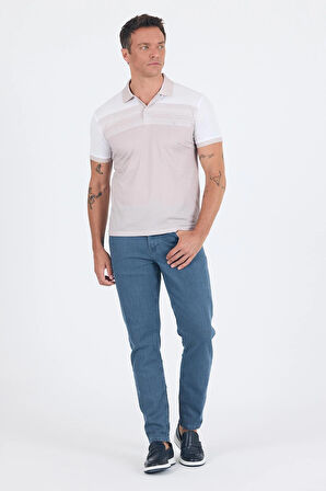 Kısa Kol Baskılı Pike Polo Yaka Cepsiz Slim Fit Tişört 1011250166