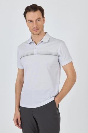 Kısa Kol Baskılı Pike Polo Yaka Cepsiz Slim Fit Tişört 1011250168